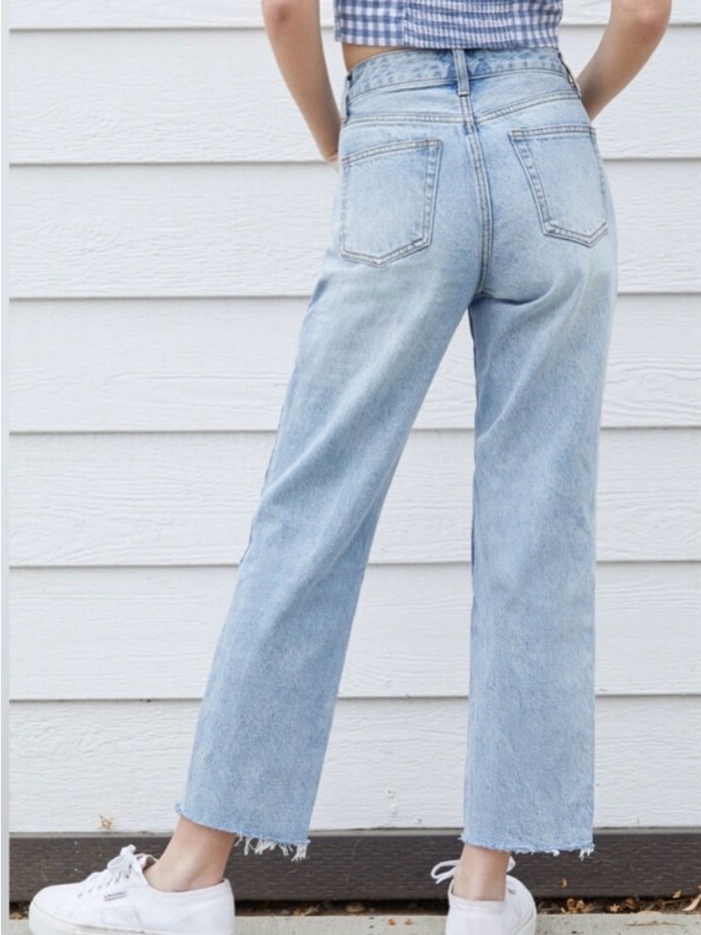 John Galt - by Brandy Melville Light Wash High-Rise Straight Jeans - Light Blue